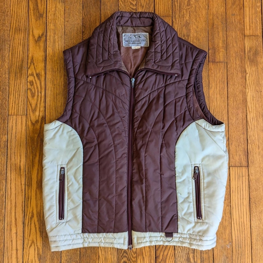 Vintage 70's 80's Padded Puffer Colorblock Retro Vest
